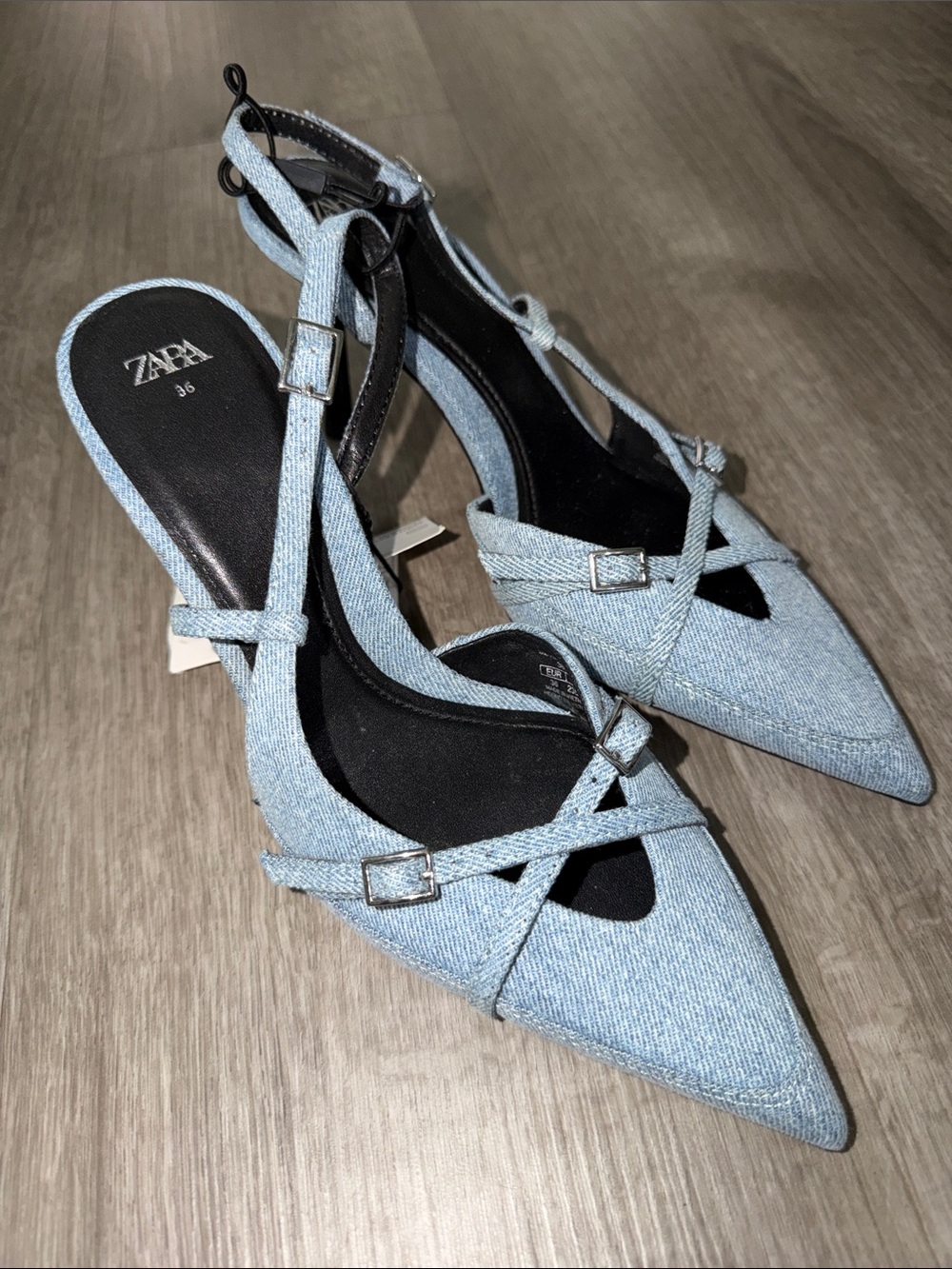 Zara heel denim shoes